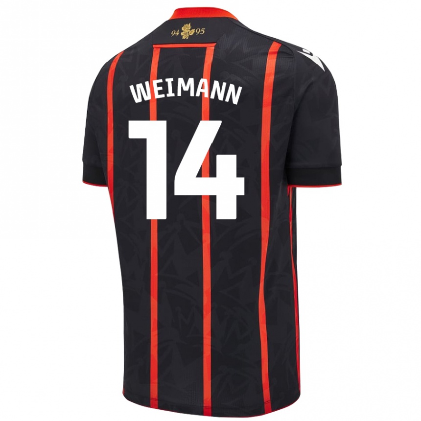 Kids Football Andreas Weimann #14 Black Red Away Jersey 2024/25 T-Shirt Canada