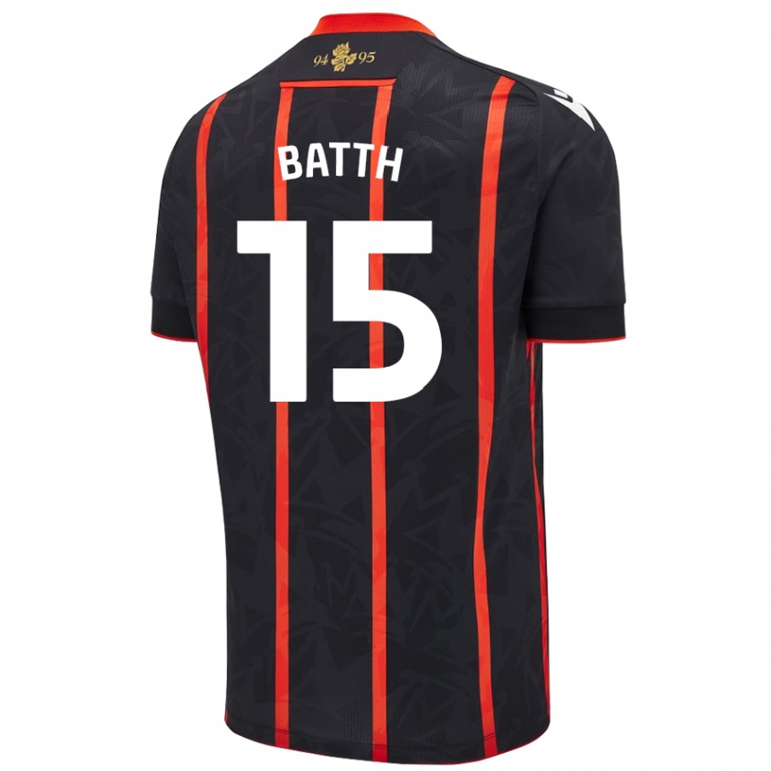 Kids Football Danny Batth #15 Black Red Away Jersey 2024/25 T-Shirt Canada