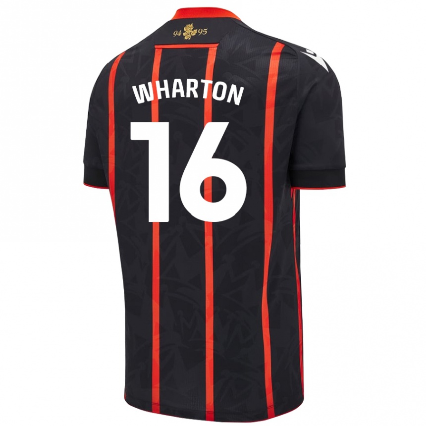 Kids Football Scott Wharton #16 Black Red Away Jersey 2024/25 T-Shirt Canada