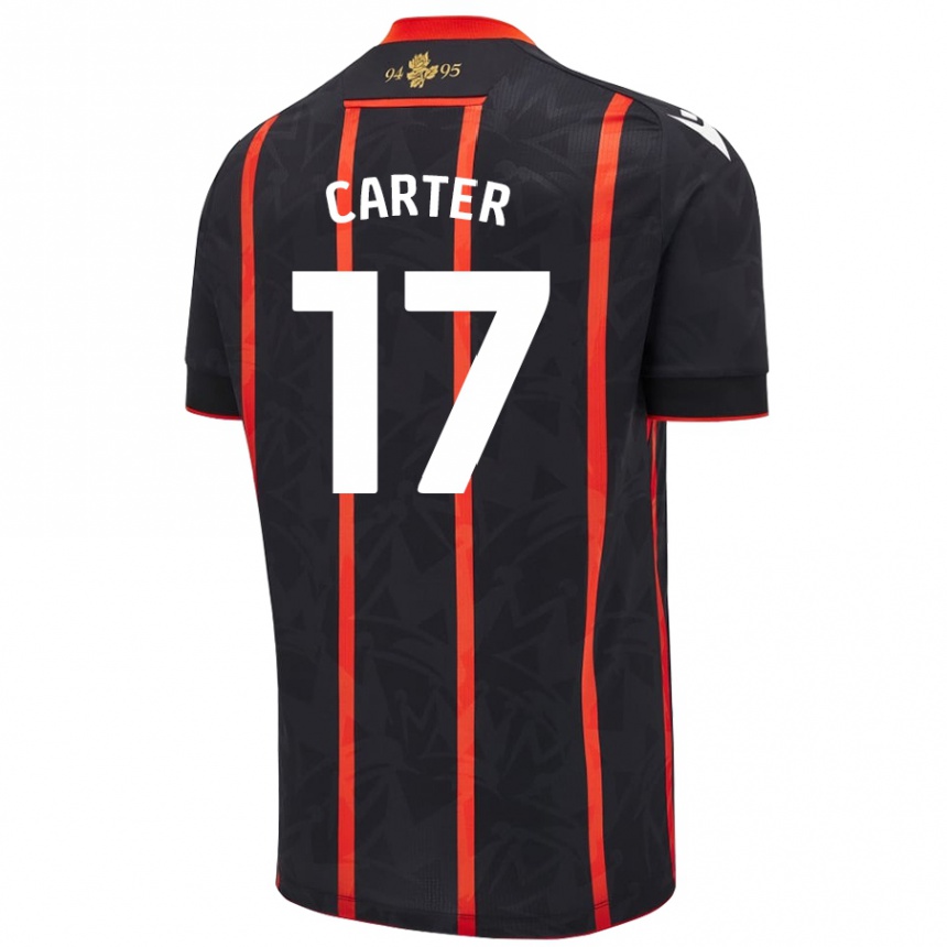 Kids Football Hayden Carter #17 Black Red Away Jersey 2024/25 T-Shirt Canada