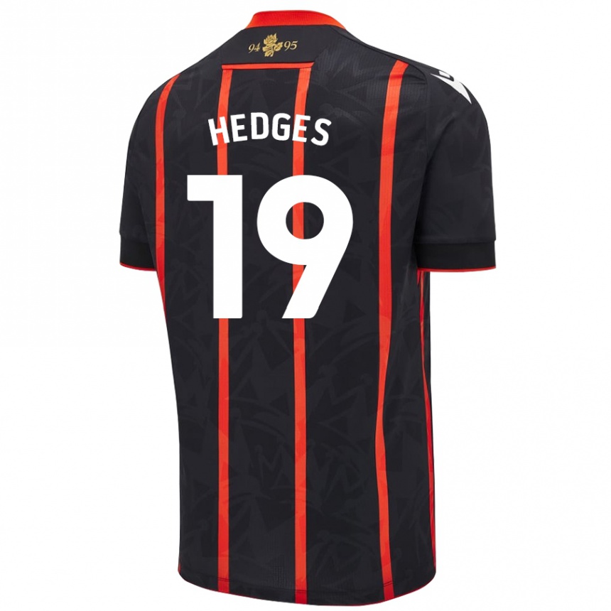 Kids Football Ryan Hedges #19 Black Red Away Jersey 2024/25 T-Shirt Canada