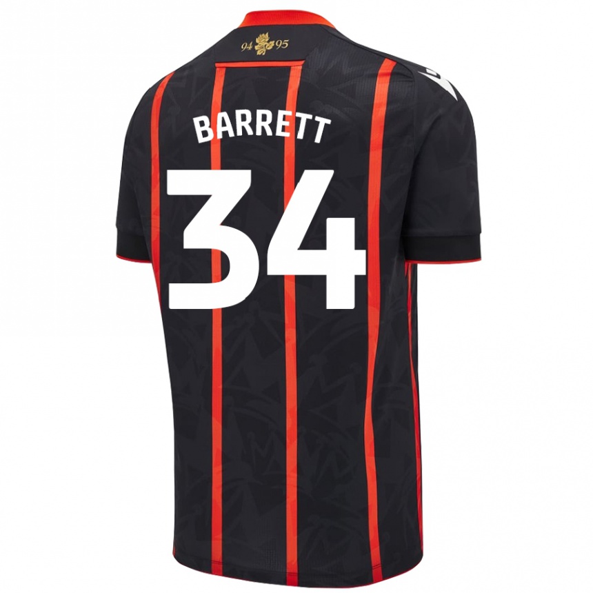 Kids Football Jack Barrett #34 Black Red Away Jersey 2024/25 T-Shirt Canada