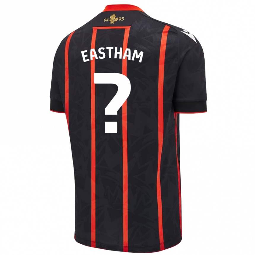 Kids Football Jordan Eastham #0 Black Red Away Jersey 2024/25 T-Shirt Canada