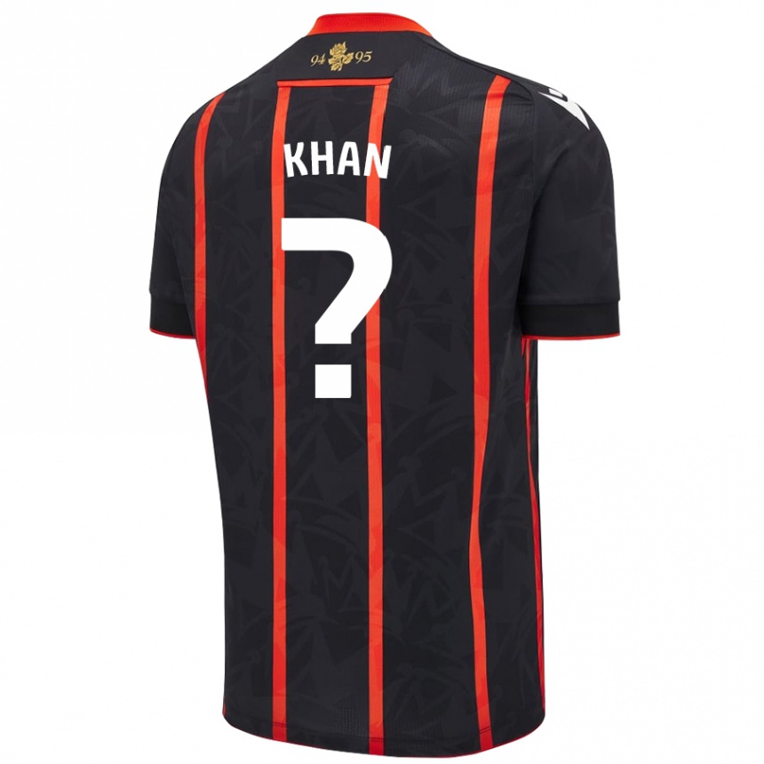 Kids Football Adam Khan #0 Black Red Away Jersey 2024/25 T-Shirt Canada