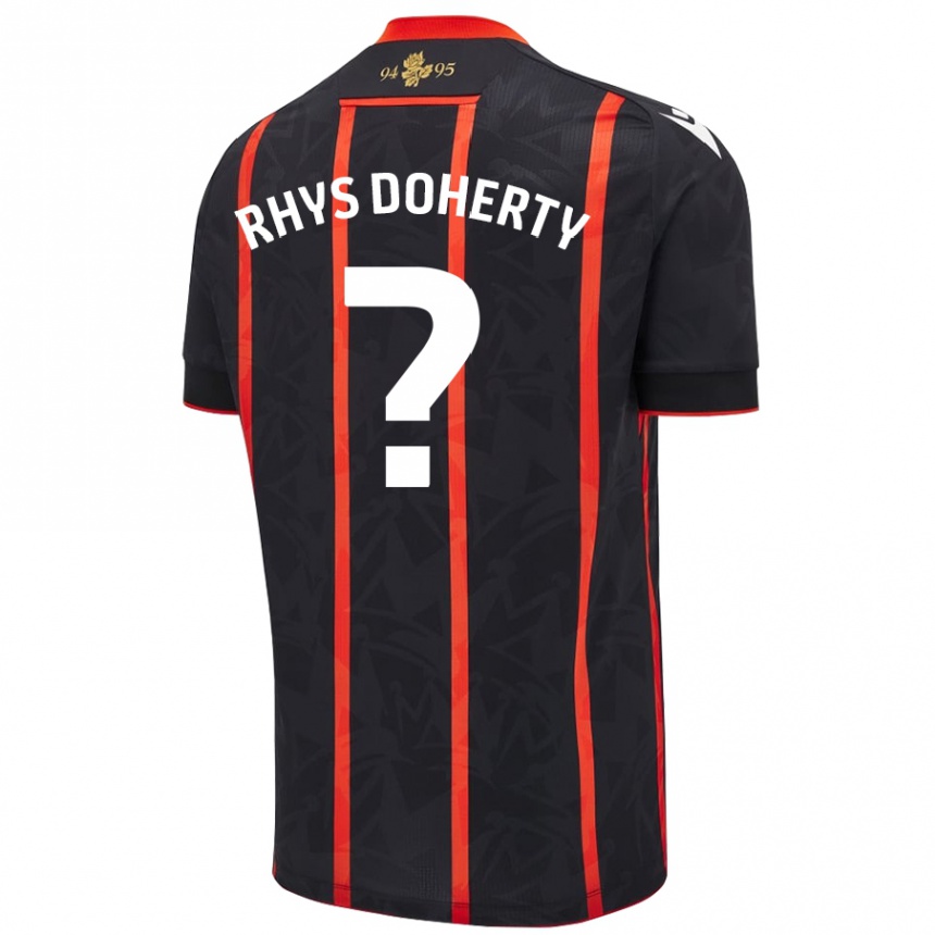 Kids Football Rhys Doherty #0 Black Red Away Jersey 2024/25 T-Shirt Canada