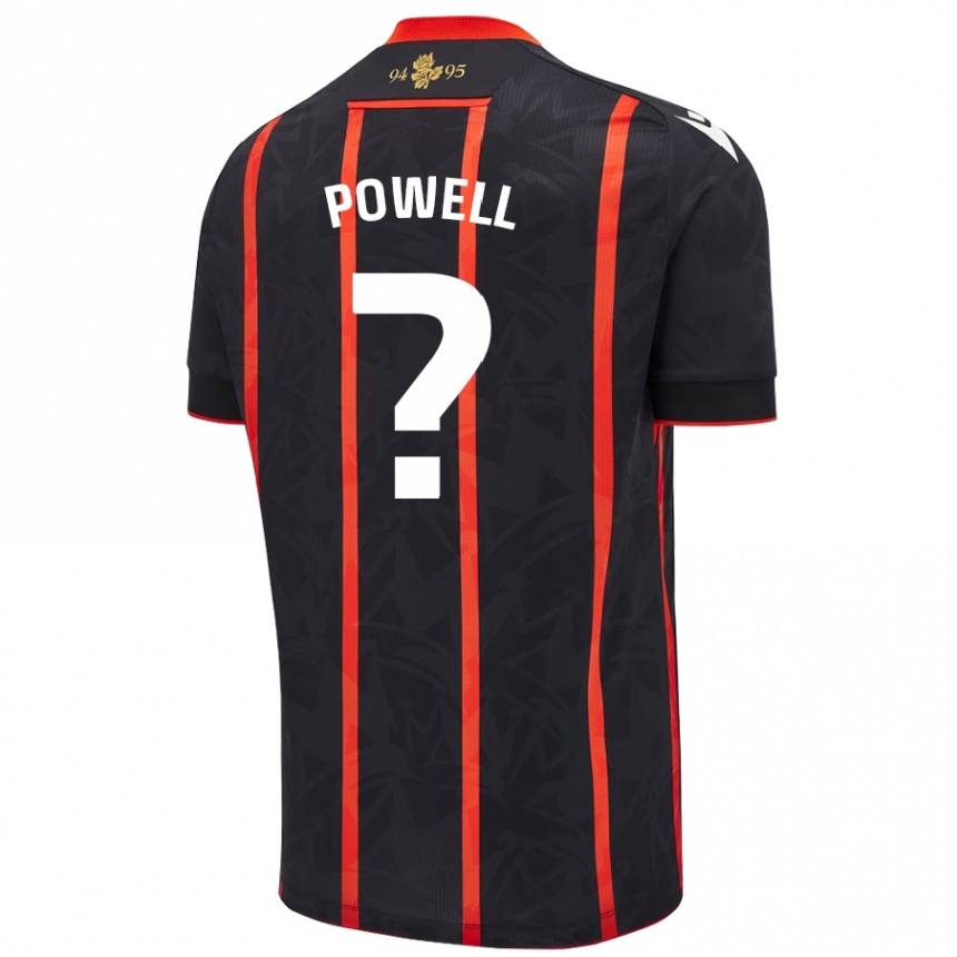 Kids Football Brandon Powell #0 Black Red Away Jersey 2024/25 T-Shirt Canada