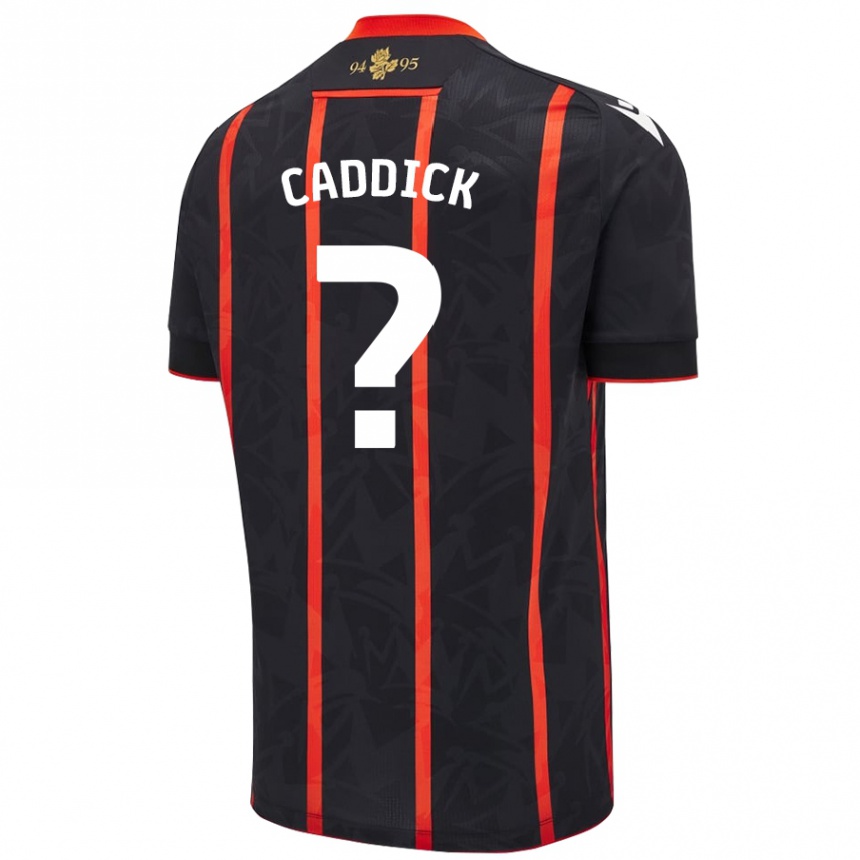 Kids Football Adam Caddick #0 Black Red Away Jersey 2024/25 T-Shirt Canada