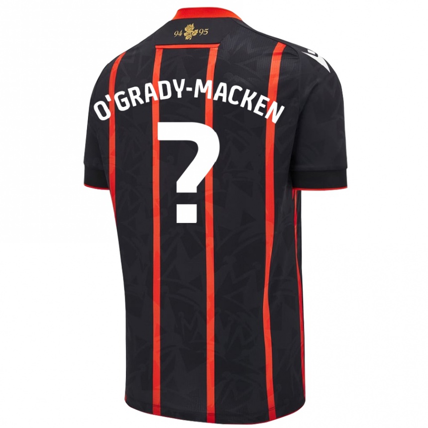 Kids Football Harley O'grady-Macken #0 Black Red Away Jersey 2024/25 T-Shirt Canada