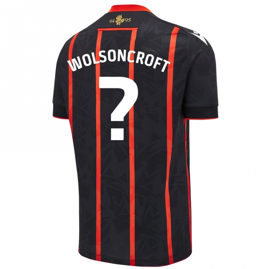 Kids Football Blake Wolsoncroft #0 Black Red Away Jersey 2024/25 T-Shirt Canada