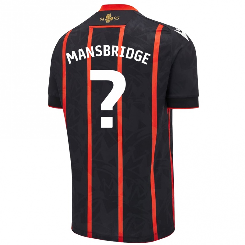 Kids Football Tyler Mansbridge #0 Black Red Away Jersey 2024/25 T-Shirt Canada