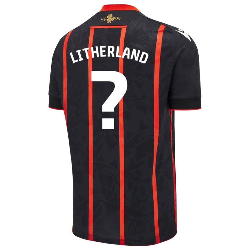 Kids Football Matty Litherland #0 Black Red Away Jersey 2024/25 T-Shirt Canada