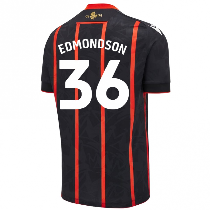 Kids Football James Edmondson #36 Black Red Away Jersey 2024/25 T-Shirt Canada