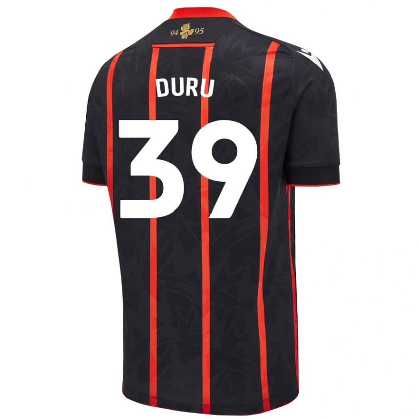 Kids Football Leo Duru #39 Black Red Away Jersey 2024/25 T-Shirt Canada