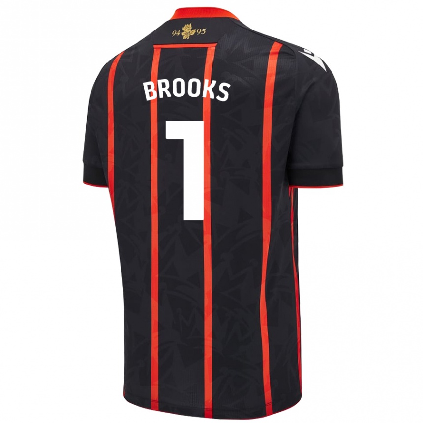 Kids Football Alexandra Brooks #1 Black Red Away Jersey 2024/25 T-Shirt Canada