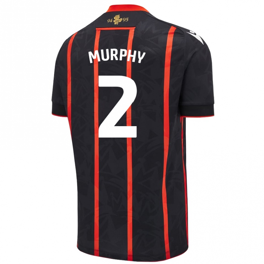 Kids Football Niamh Murphy #2 Black Red Away Jersey 2024/25 T-Shirt Canada