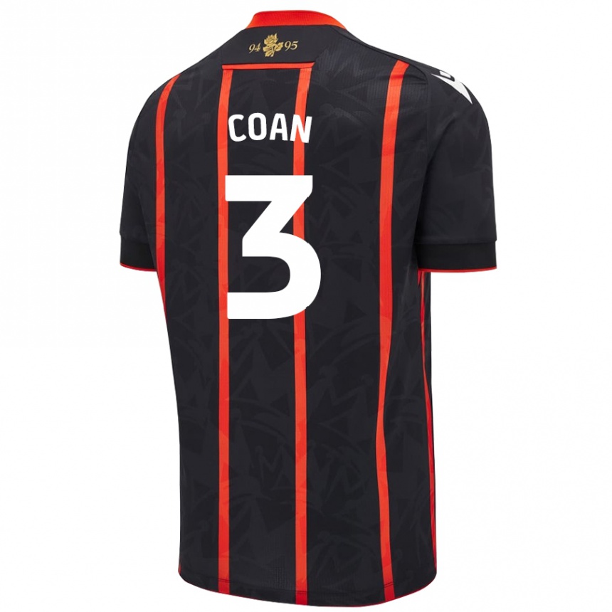 Kids Football Hannah Coan #3 Black Red Away Jersey 2024/25 T-Shirt Canada