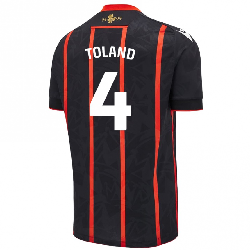 Kids Football Tyler Toland #4 Black Red Away Jersey 2024/25 T-Shirt Canada