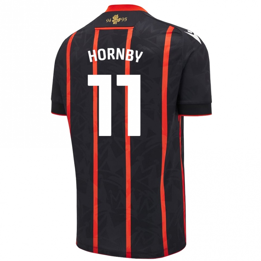 Kids Football Megan Hornby #11 Black Red Away Jersey 2024/25 T-Shirt Canada