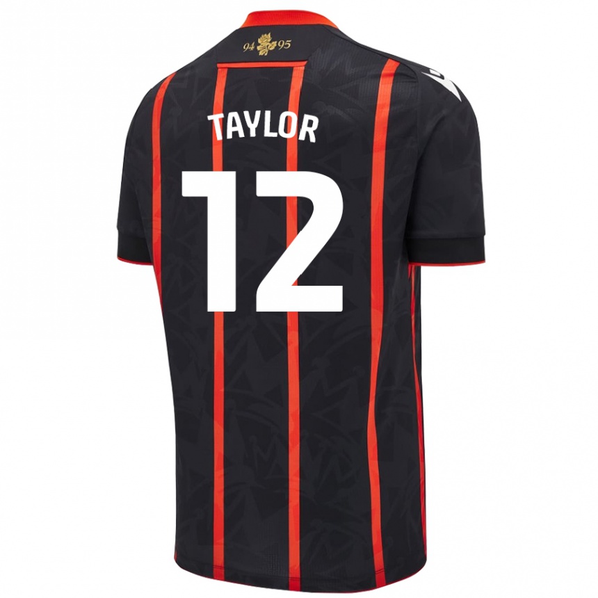 Kids Football Emma Taylor #12 Black Red Away Jersey 2024/25 T-Shirt Canada