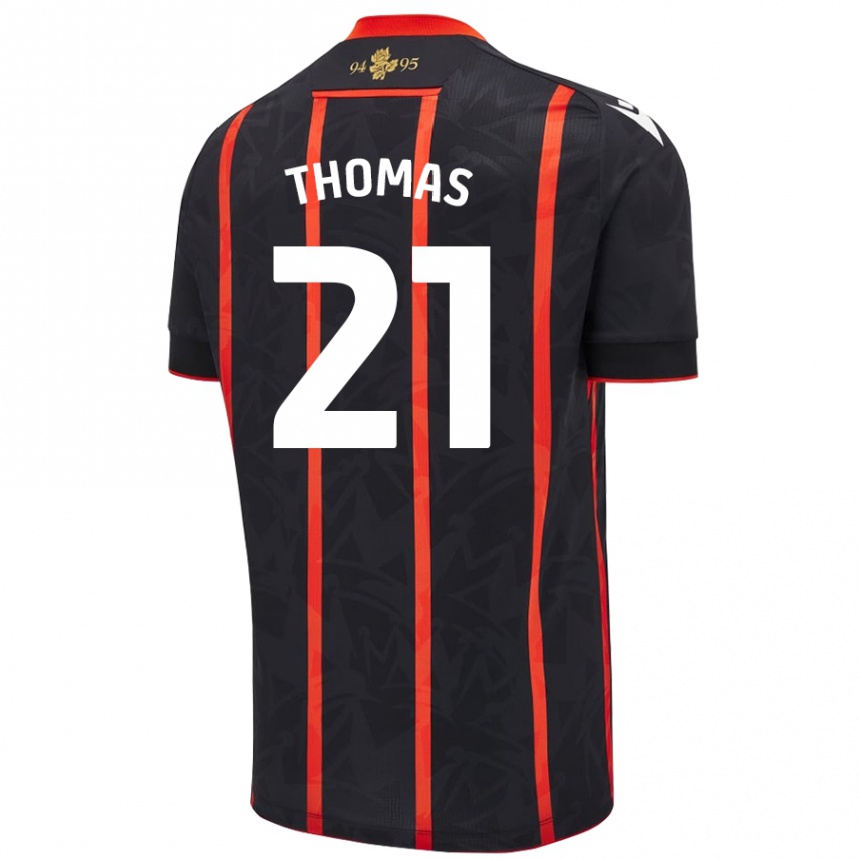 Kids Football Lauren Thomas #21 Black Red Away Jersey 2024/25 T-Shirt Canada