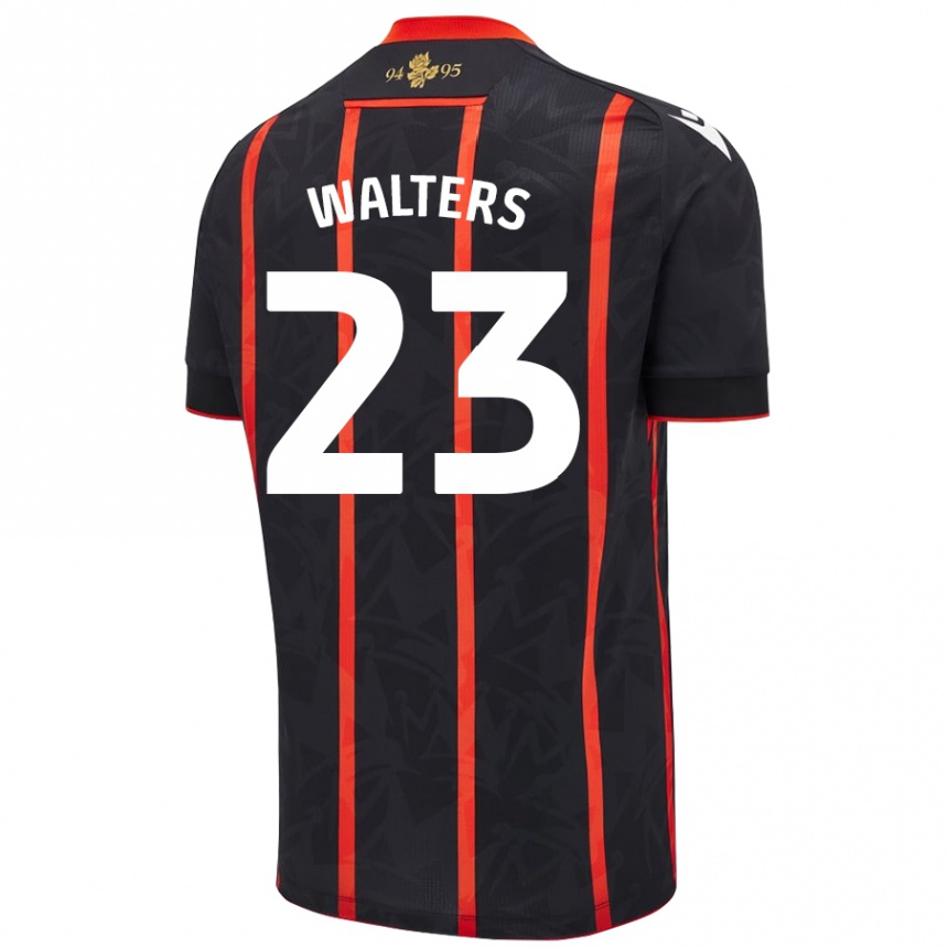 Kids Football Georgia Walters #23 Black Red Away Jersey 2024/25 T-Shirt Canada