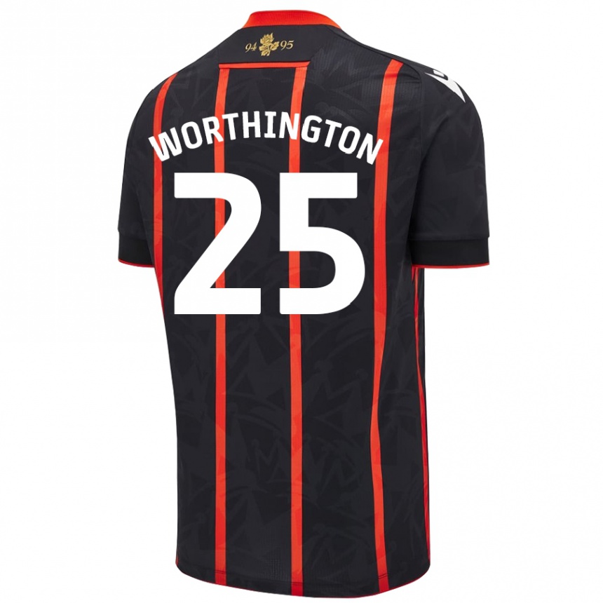 Kids Football Nicola Worthington #25 Black Red Away Jersey 2024/25 T-Shirt Canada