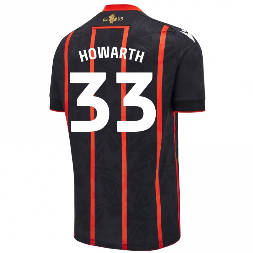 Kids Football Taylor Howarth #33 Black Red Away Jersey 2024/25 T-Shirt Canada