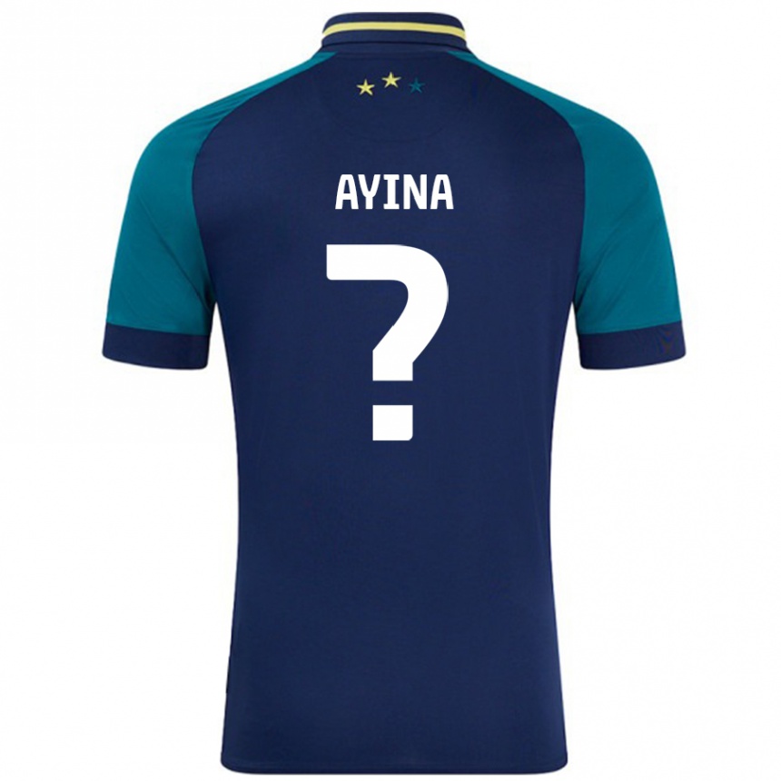 Kids Football Loick Ayina #0 Navy Dark Green Away Jersey 2024/25 T-Shirt Canada