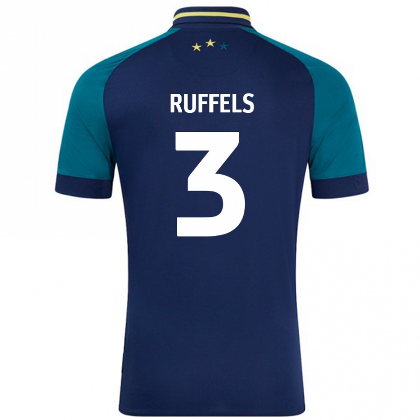 Kids Football Josh Ruffels #3 Navy Dark Green Away Jersey 2024/25 T-Shirt Canada