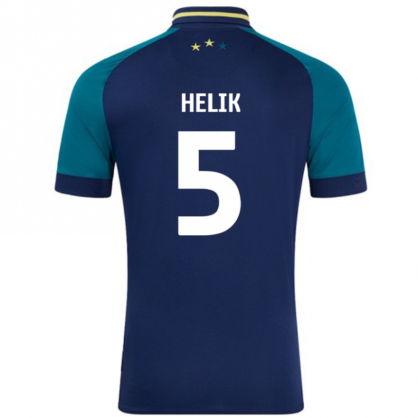 Kids Football Michal Helik #5 Navy Dark Green Away Jersey 2024/25 T-Shirt Canada