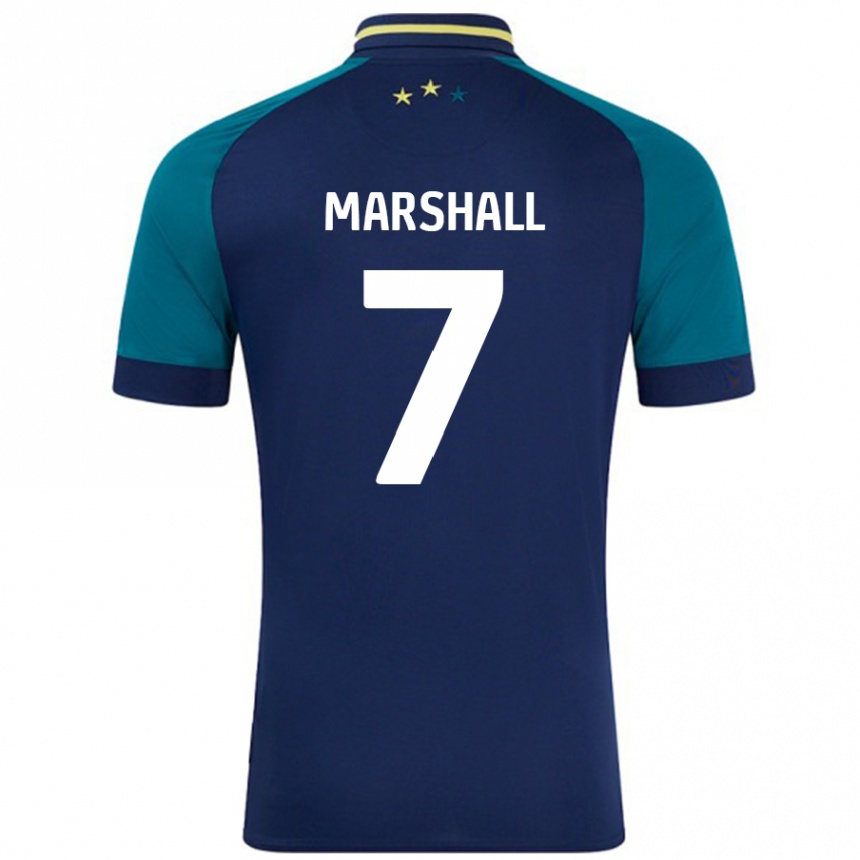 Kids Football Callum Marshall #7 Navy Dark Green Away Jersey 2024/25 T-Shirt Canada