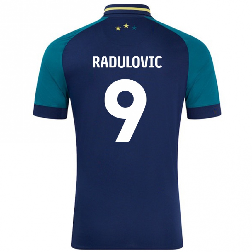 Kids Football Bojan Radulovic #9 Navy Dark Green Away Jersey 2024/25 T-Shirt Canada