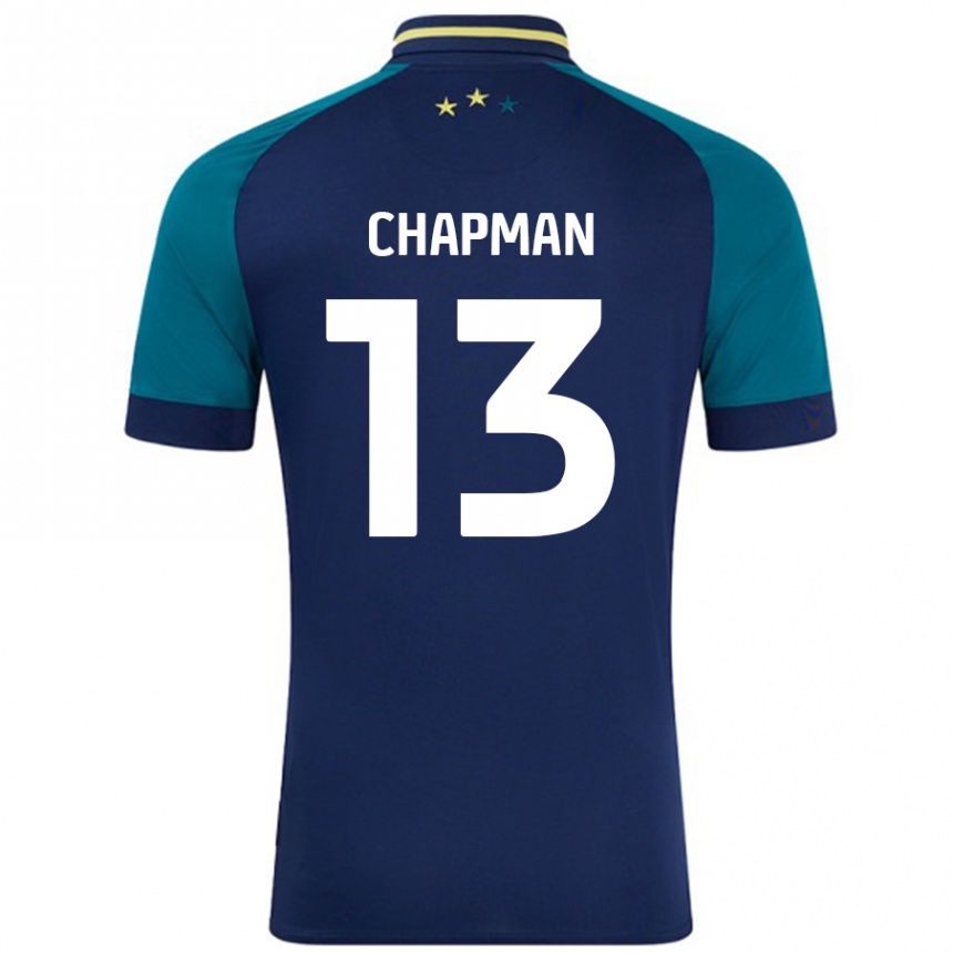 Kids Football Jacob Chapman #13 Navy Dark Green Away Jersey 2024/25 T-Shirt Canada