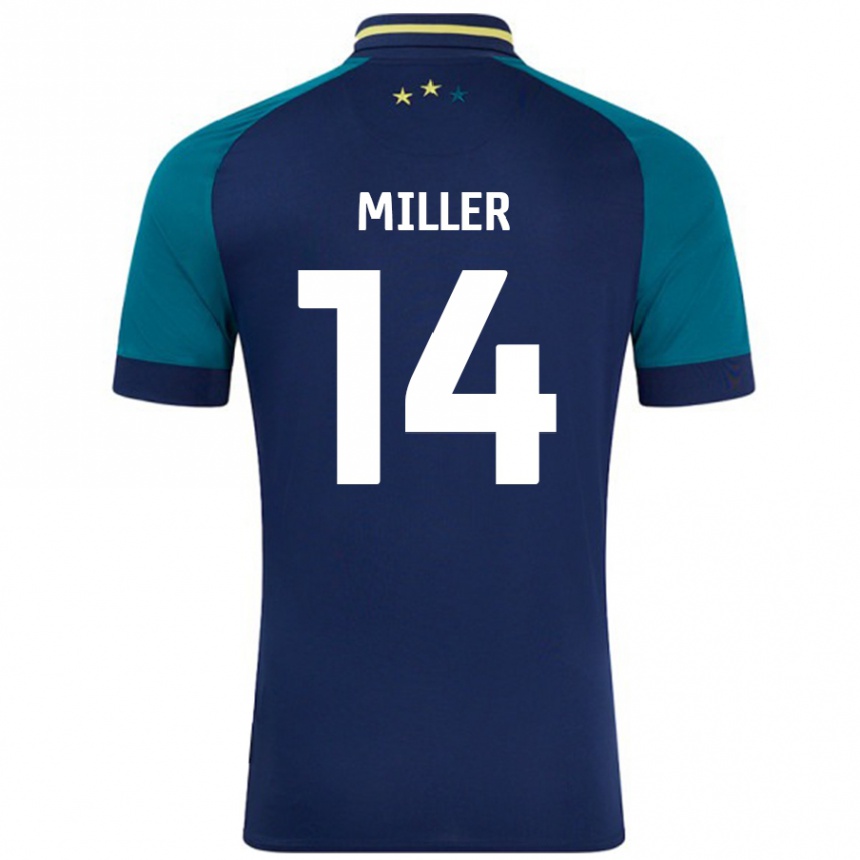 Kids Football Mickel Miller #14 Navy Dark Green Away Jersey 2024/25 T-Shirt Canada