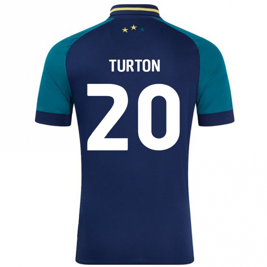 Kids Football Ollie Turton #20 Navy Dark Green Away Jersey 2024/25 T-Shirt Canada