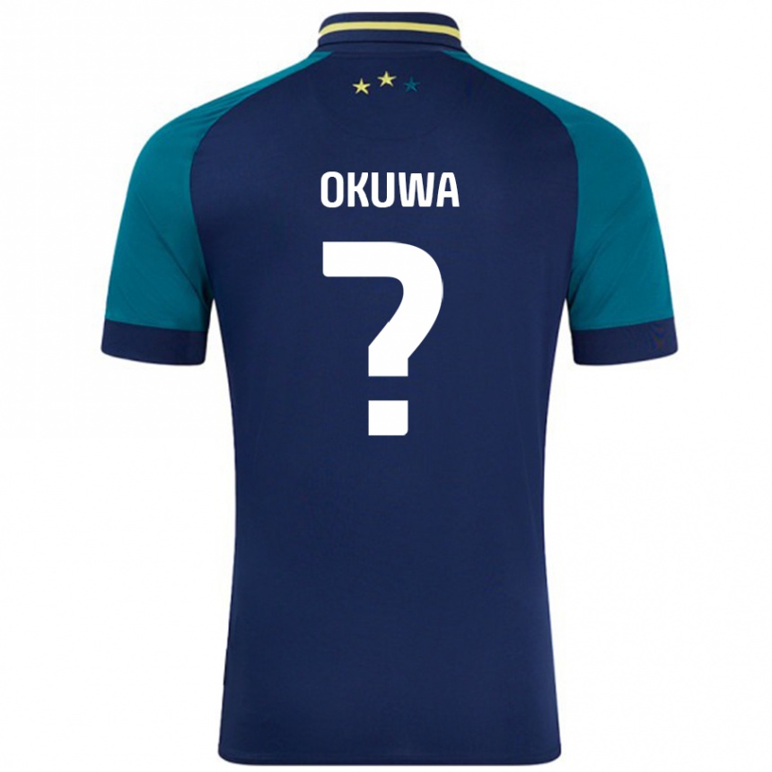 Kids Football Temi Okuwa #0 Navy Dark Green Away Jersey 2024/25 T-Shirt Canada