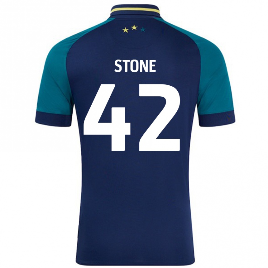 Kids Football Michael Stone #42 Navy Dark Green Away Jersey 2024/25 T-Shirt Canada