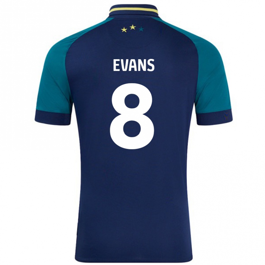 Kids Football Charley Evans #8 Navy Dark Green Away Jersey 2024/25 T-Shirt Canada