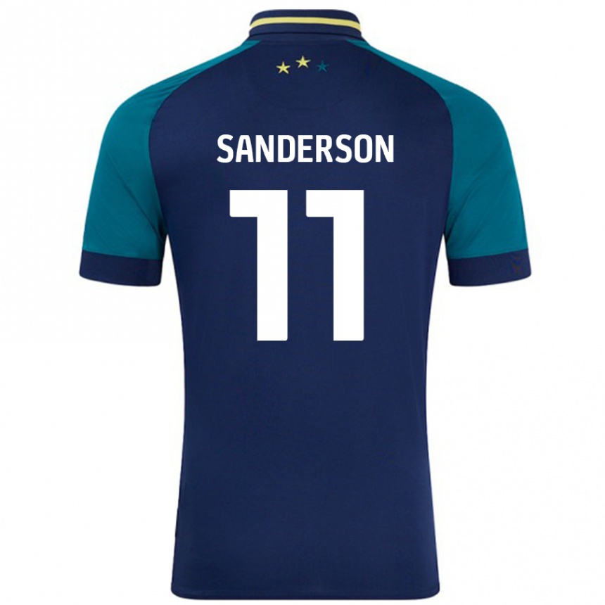 Kids Football Brittany Sanderson #11 Navy Dark Green Away Jersey 2024/25 T-Shirt Canada