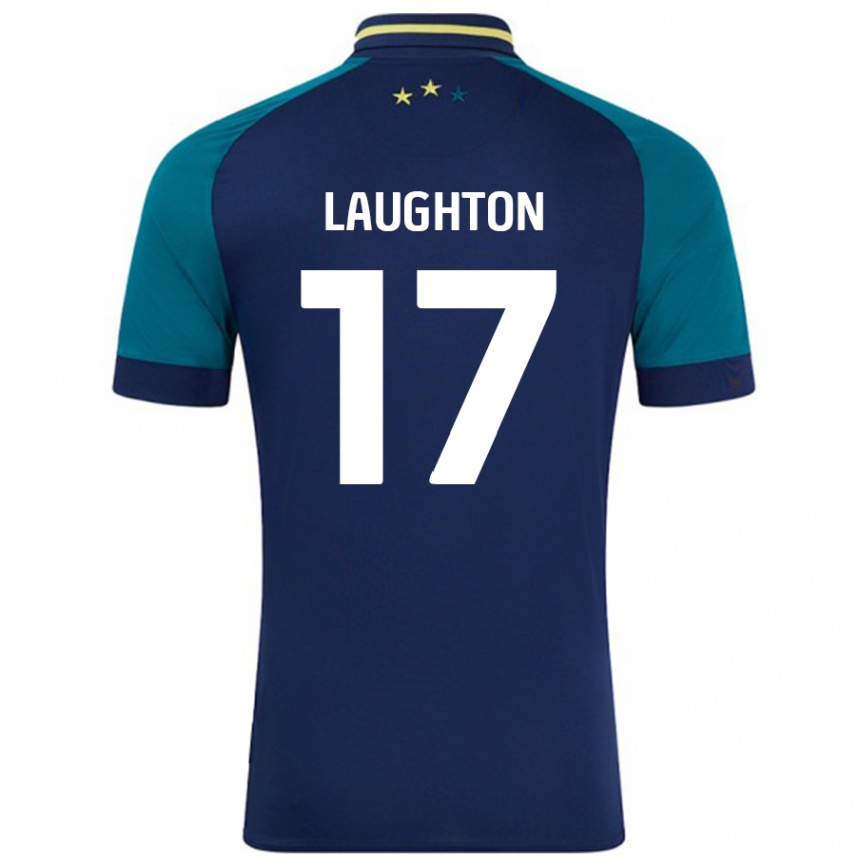 Kids Football Zoe Laughton #17 Navy Dark Green Away Jersey 2024/25 T-Shirt Canada