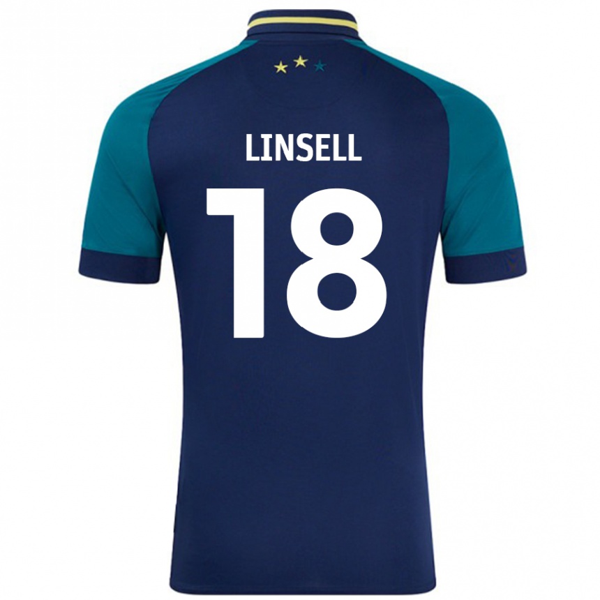 Kids Football Alice Linsell #18 Navy Dark Green Away Jersey 2024/25 T-Shirt Canada