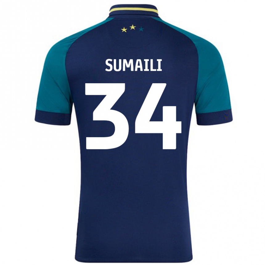 Kids Football Falone Sumaili #34 Navy Dark Green Away Jersey 2024/25 T-Shirt Canada