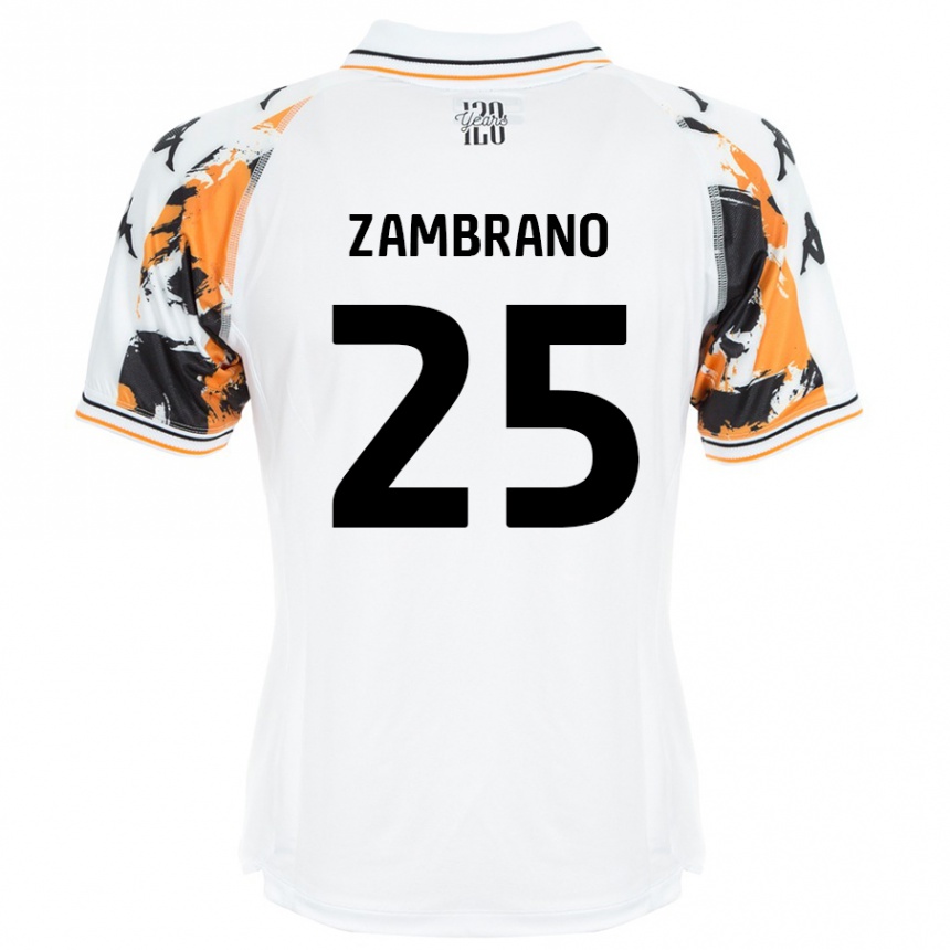 Kids Football Óscar Zambrano #25 White Away Jersey 2024/25 T-Shirt Canada