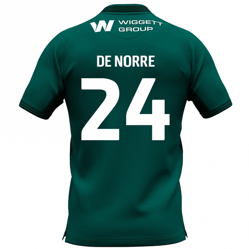 Kids Football Casper De Norre #24 Green Away Jersey 2024/25 T-Shirt Canada