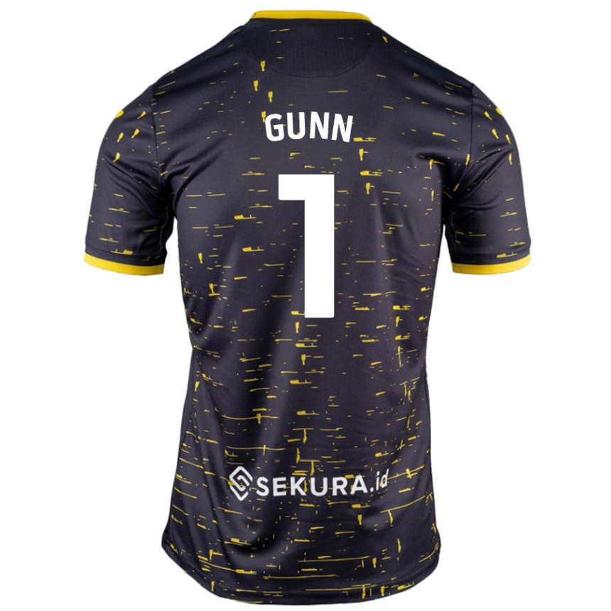 Kids Football Angus Gunn #1 Black Yellow Away Jersey 2024/25 T-Shirt Canada