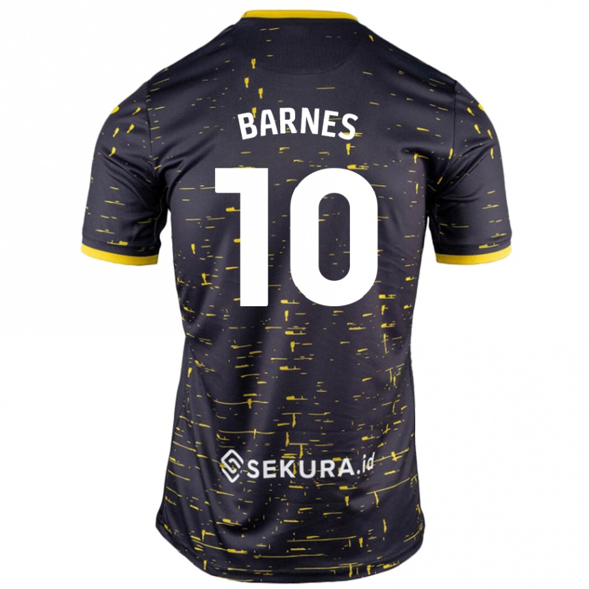 Kids Football Ashley Barnes #10 Black Yellow Away Jersey 2024/25 T-Shirt Canada