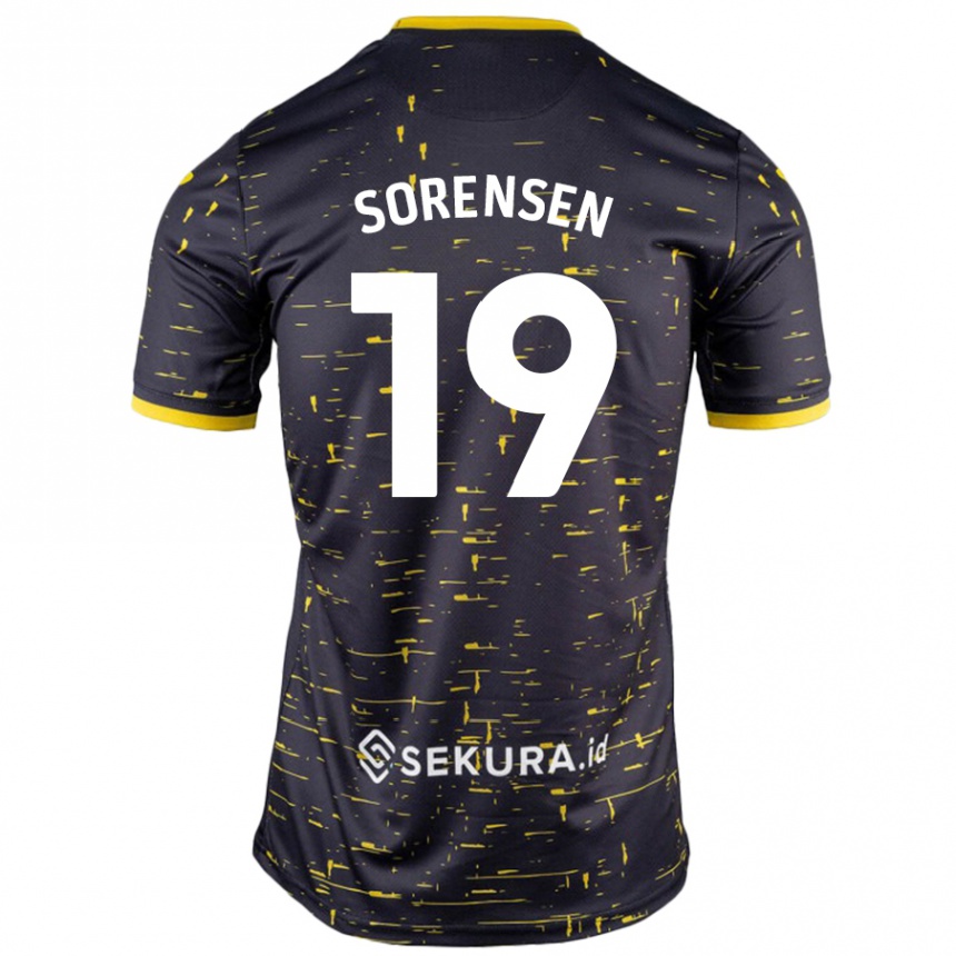 Kids Football Jacob Lungi Sørensen #19 Black Yellow Away Jersey 2024/25 T-Shirt Canada