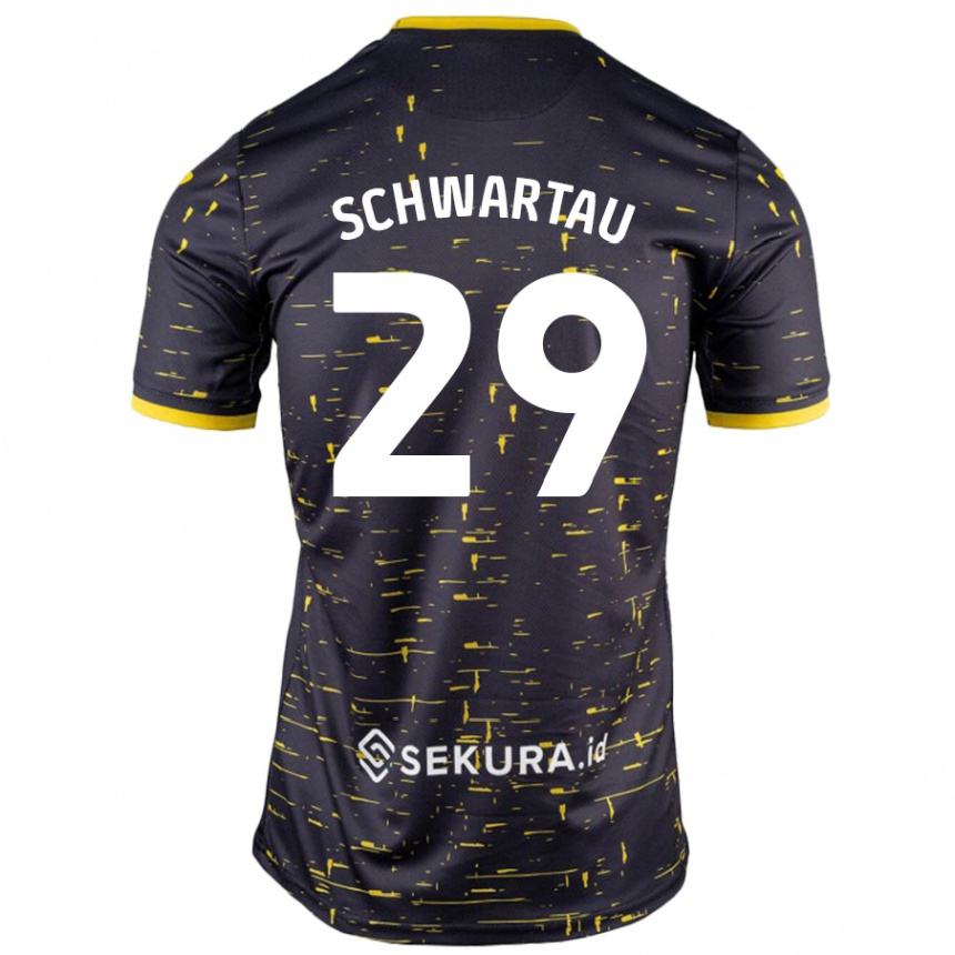 Kids Football Oscar Schwartau #29 Black Yellow Away Jersey 2024/25 T-Shirt Canada