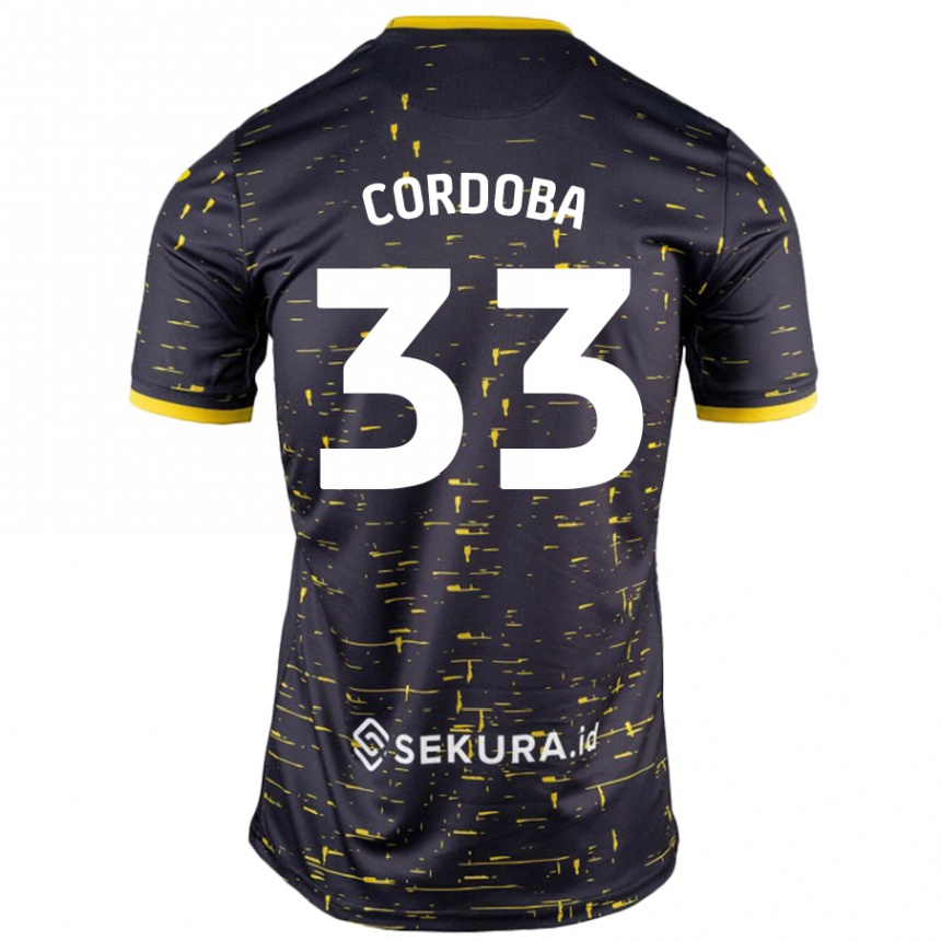 Kids Football José Córdoba #33 Black Yellow Away Jersey 2024/25 T-Shirt Canada