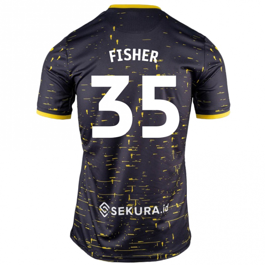 Kids Football Kellen Fisher #35 Black Yellow Away Jersey 2024/25 T-Shirt Canada